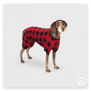 Holiday Buffalo Check Plaid Fleece Dog Pajamas